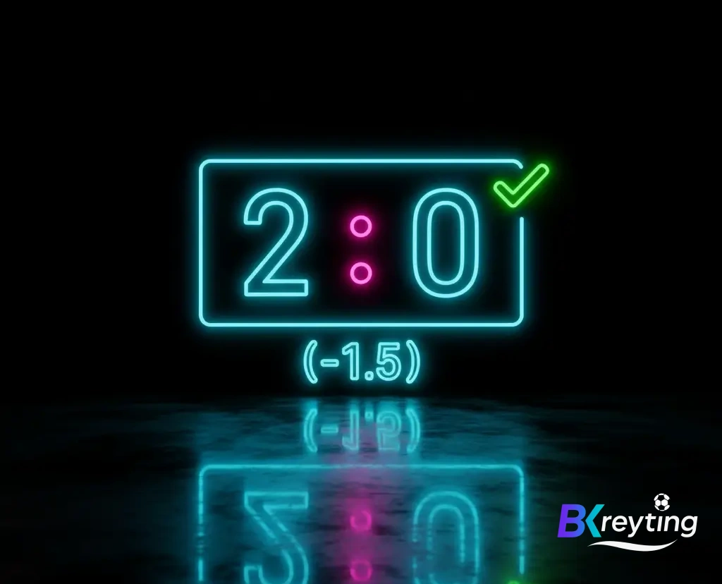 Инфографика, объясняющая минусовую фору Ф(-1.5) на примере счета 2:0